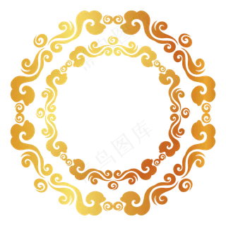 中式烫金祥云团纹,免抠元素