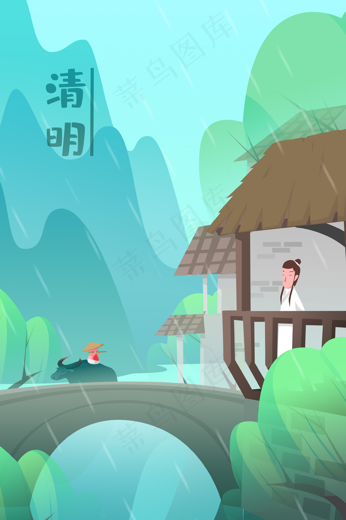 清明桥上骑牛牧童