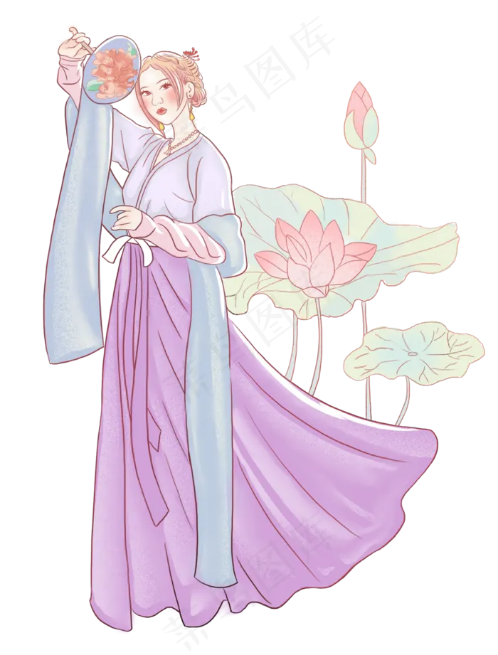 古装美女飘逸拿扇子(2281X3000(DPI:300))psd模版下载