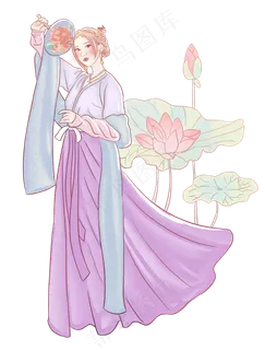 古装美女飘逸拿扇子