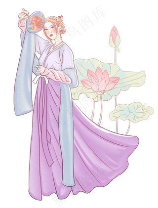 古装美女飘逸拿扇子