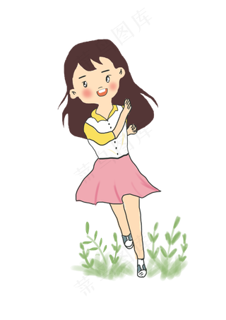 奔跑的女孩PNG素材