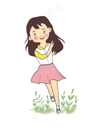 奔跑的女孩PNG素材