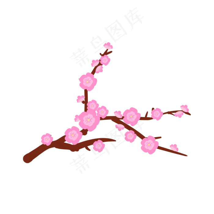 手绘桃花粉色小花,免抠元素
