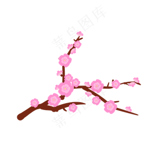 手绘桃花粉色小花,免抠元素