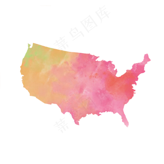 水彩风格美国地图