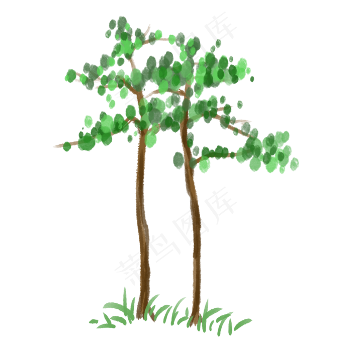 绿色植物两棵树(2000X2000(DPI:300))psd模版下载