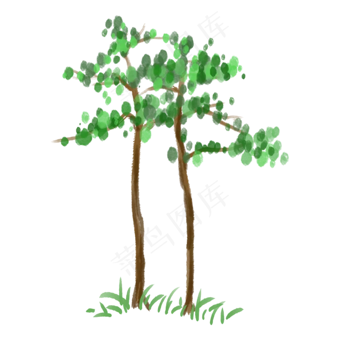 绿色植物两棵树(2000X2000(DPI:300))psd模版下载