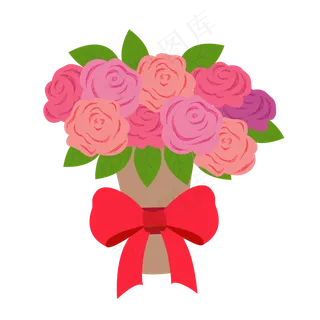 矢量手绘卡通花束