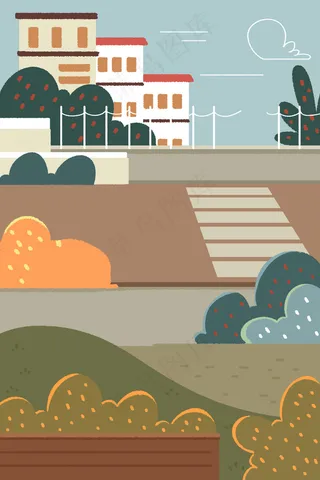 彩色城市建筑风景