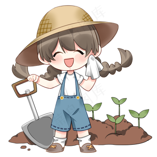 植树节人物和树苗,免抠元素