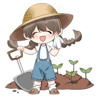 植树节人物和树苗,免抠元素