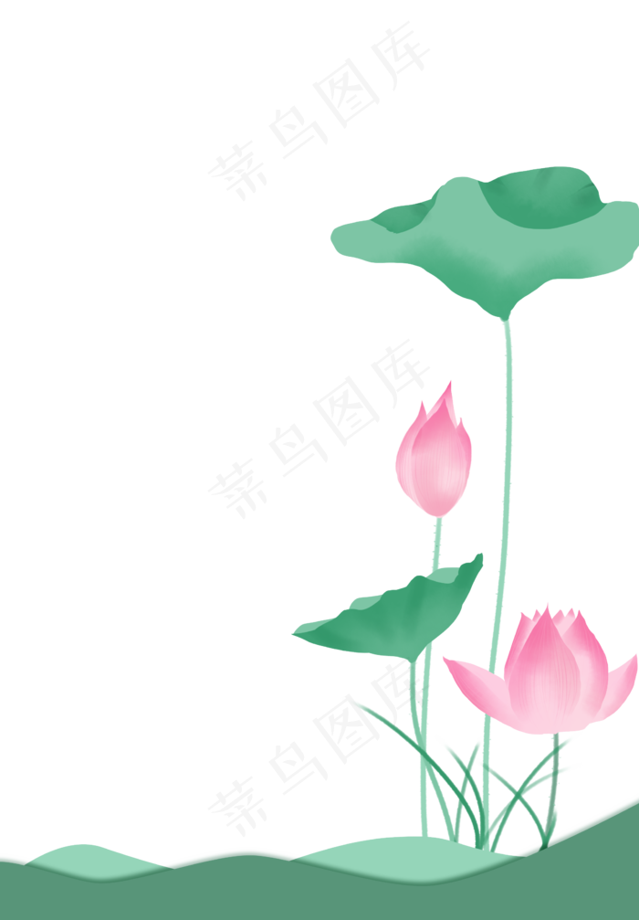 中国风荷花边框装饰免扣素材