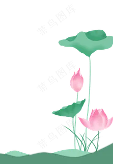 中国风荷花边框装饰免扣素材