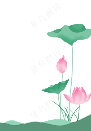 中国风荷花边框装饰免扣素材