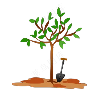 植树节参加种树活动,免抠元素