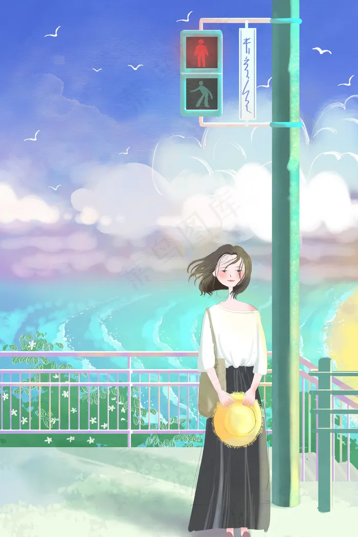 清凉夏日海边游玩(3545*5315px 300 dpi )