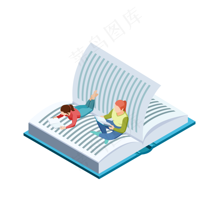 2.5D立体看书轴测图,免抠元素