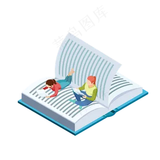2.5D立体看书轴测图,免抠元素