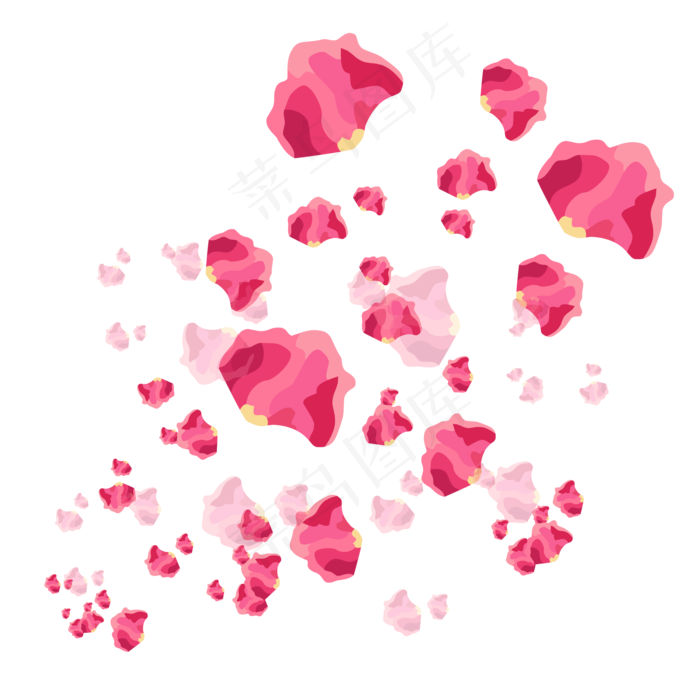 手绘植物漂浮的粉红花瓣,免抠元素(2000*2000px 300 dpi )ai矢量模版下载