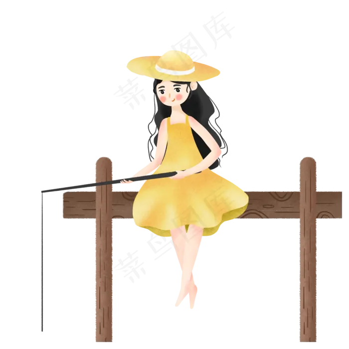 钓鱼的女孩(2000X2000(DPI:300))psd模版下载