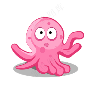 矢量手绘卡通粉色章鱼,免抠元素