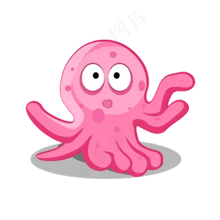矢量手绘卡通粉色章鱼,免抠元素