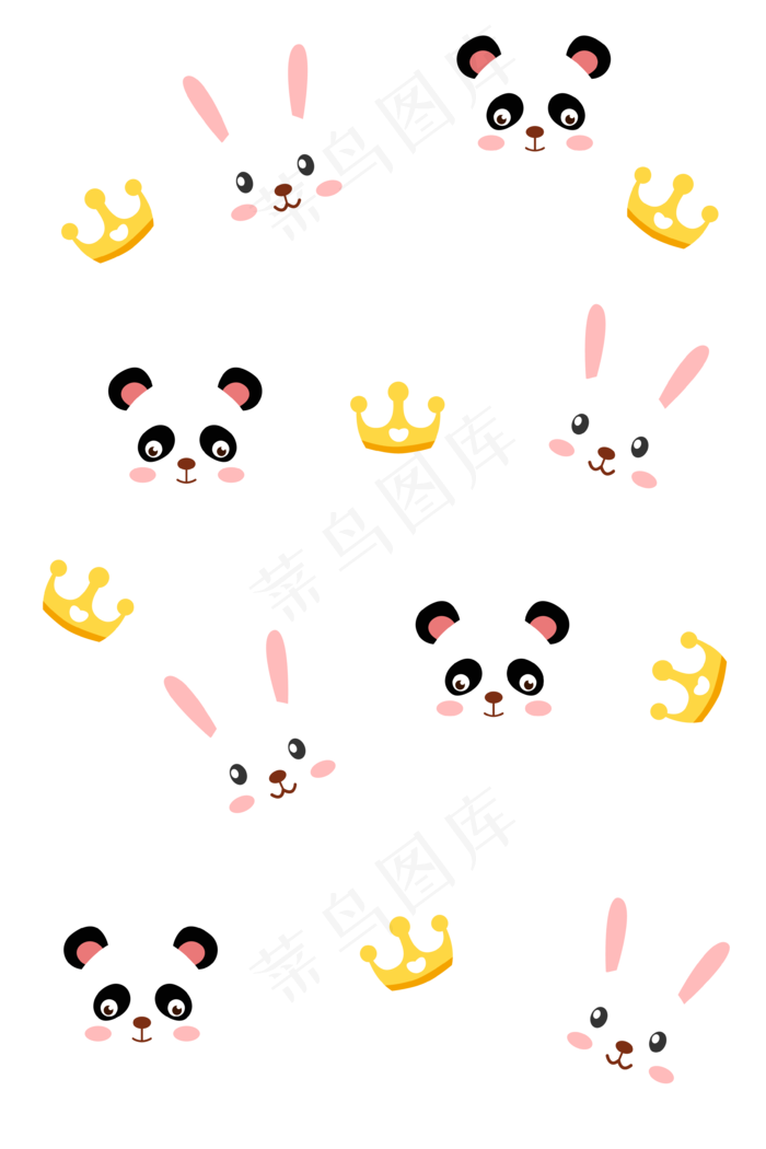 熊猫头和小兔子头底纹,免抠元素(3543*5315px 300 dpi )ai矢量模版下载