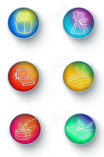 彩色渐变礼物图标,免抠元素