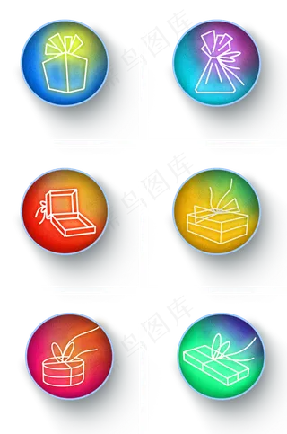 彩色渐变礼物图标,免抠元素