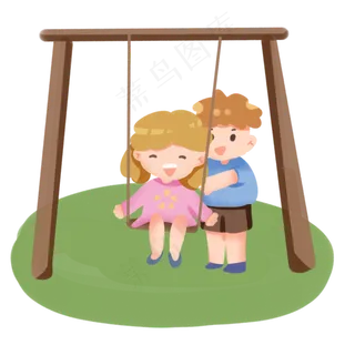 卡通六一儿童节小孩子玩游戏