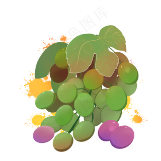 葡萄水果绿色提子PNG绿紫
