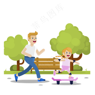 卡通父女矢量素材