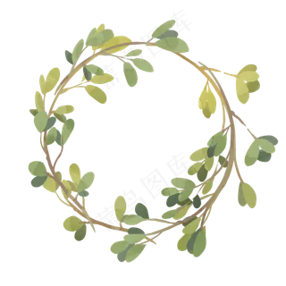 草圈花圈绿叶装饰png,免抠元素