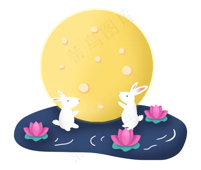中秋节月亮中秋佳节兔子荷花(2800X2362(DPI:300))psd模版下载