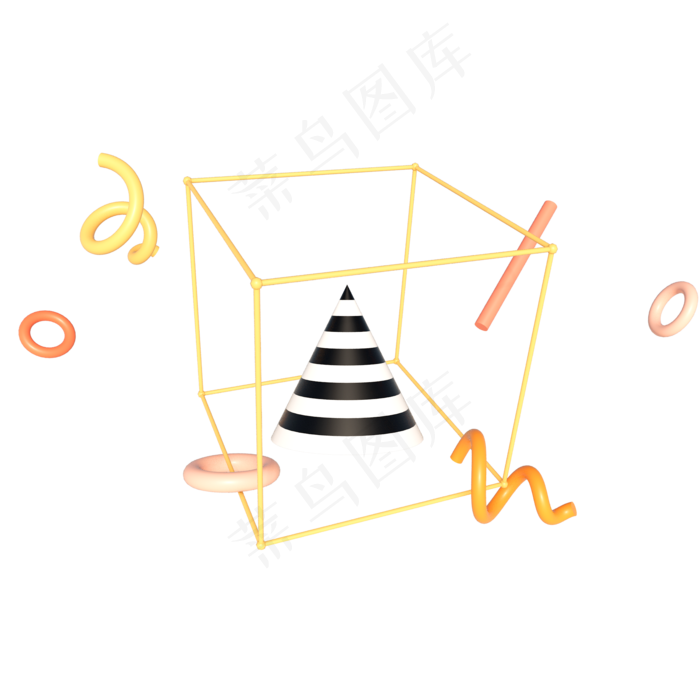 618电商几何海报装饰漂浮立体