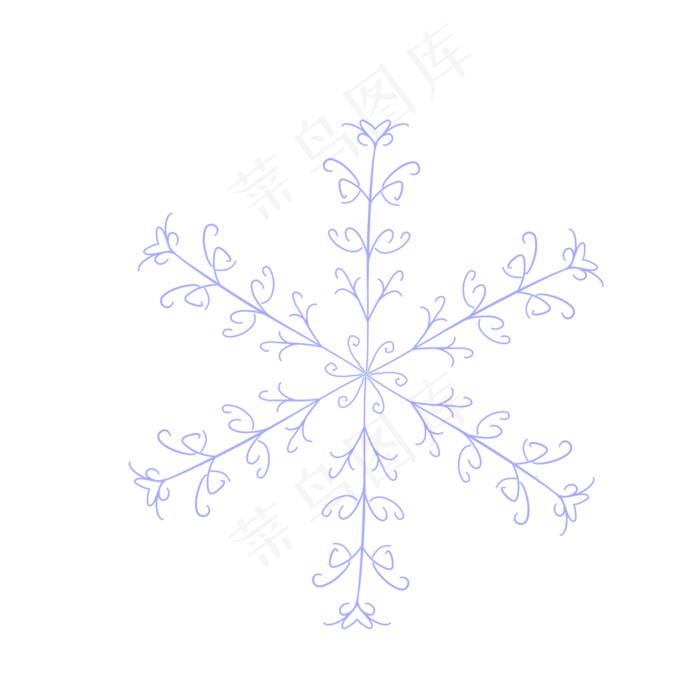 手绘小清新冬日蓝色雪花可商用装,免抠元素(2000X2000(DPI:300))psd模版下载