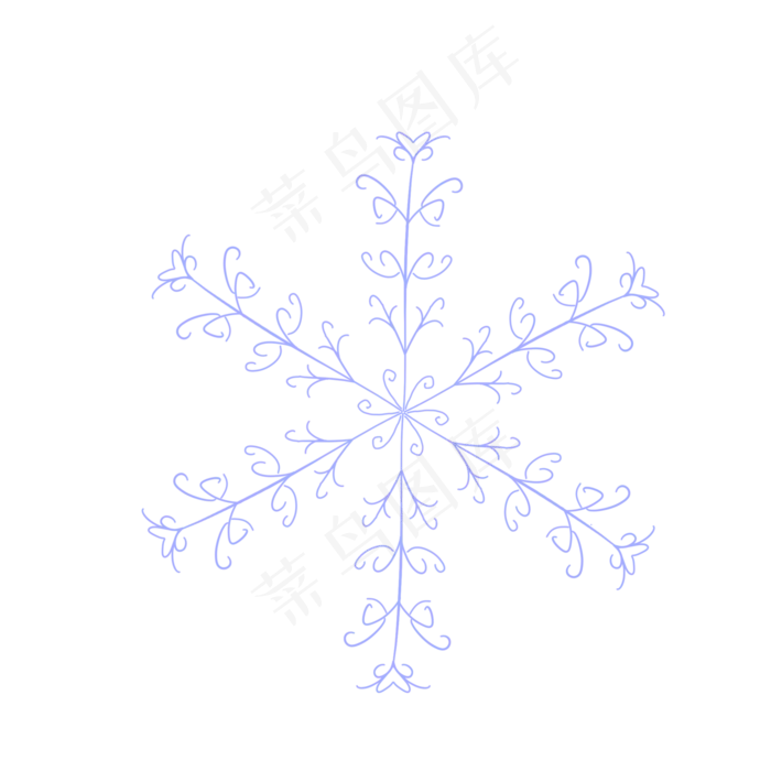 手绘小清新冬日蓝色雪花可商用装,免抠元素