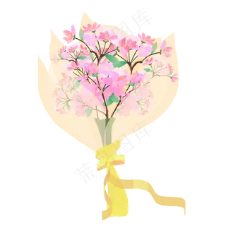 春季粉色樱花树枝樱花花束PNG