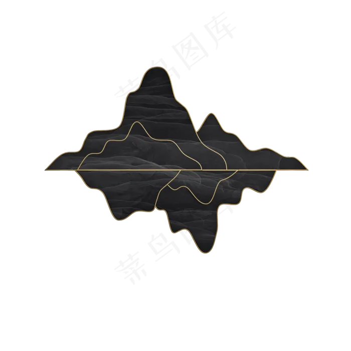 立体山水装饰png图(2000X2000(DPI:300))psd模版下载