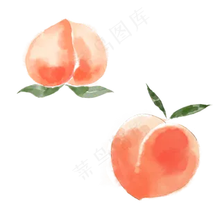 手绘风水彩桃子水蜜桃