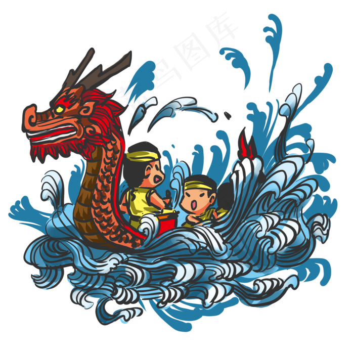 端午节划龙舟侧面图
