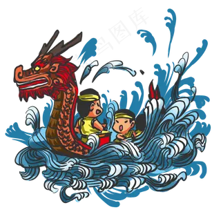 端午节划龙舟侧面图