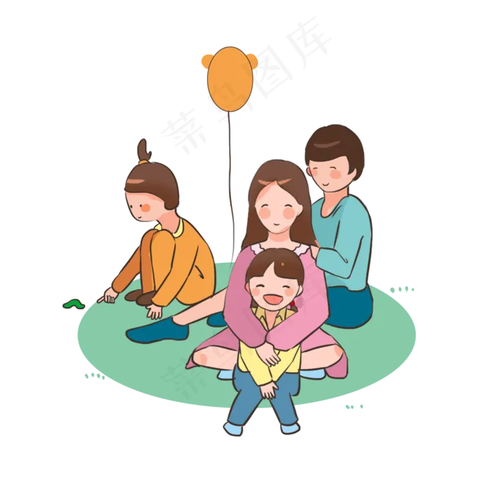 全家一起坐在草地玩耍(2000X2000(DPI:300))psd模版下载