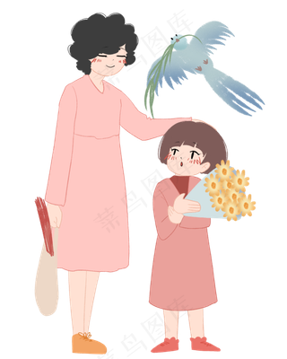 清明节拿手捧花女孩