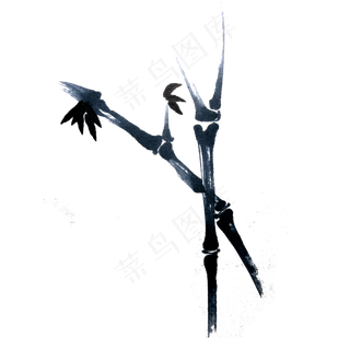 竹子墨竹水墨国画简约线条枯笔P