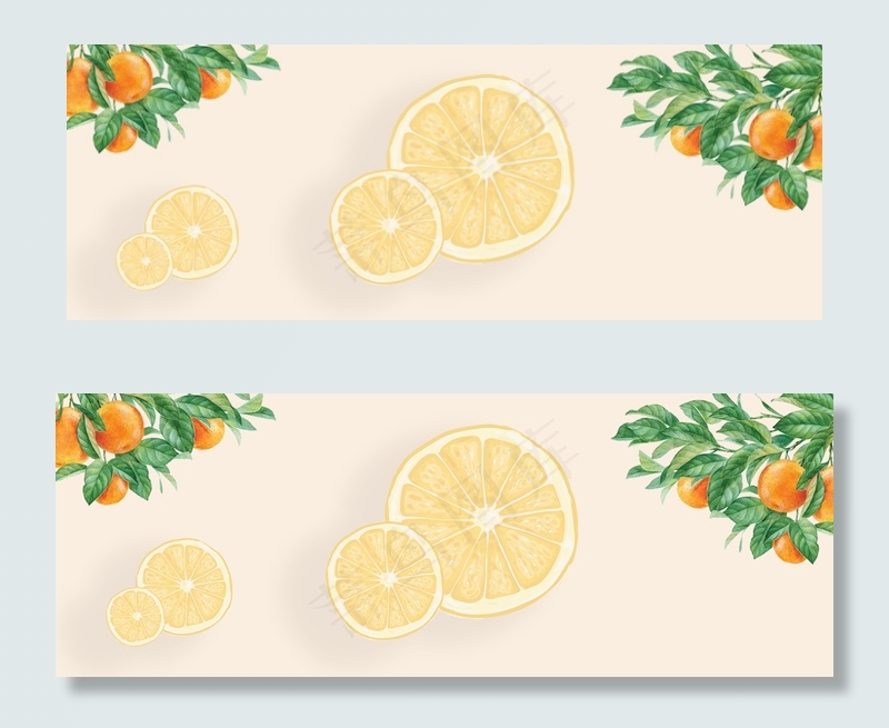 柑橘手绘文艺小清新黄色banner