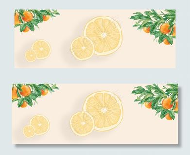 柑橘手绘文艺小清新黄色banner