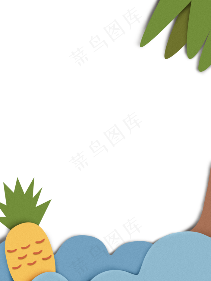 剪纸风夏日边框(3000X4000(DPI:300))psd模版下载