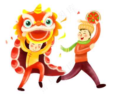春节新年快舞龙舞狮,免抠元素